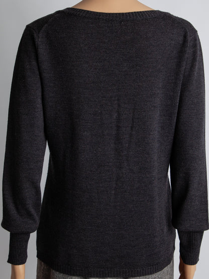 Good Max Mara Gray Cashmere V-Neck Sweater Size M for Women