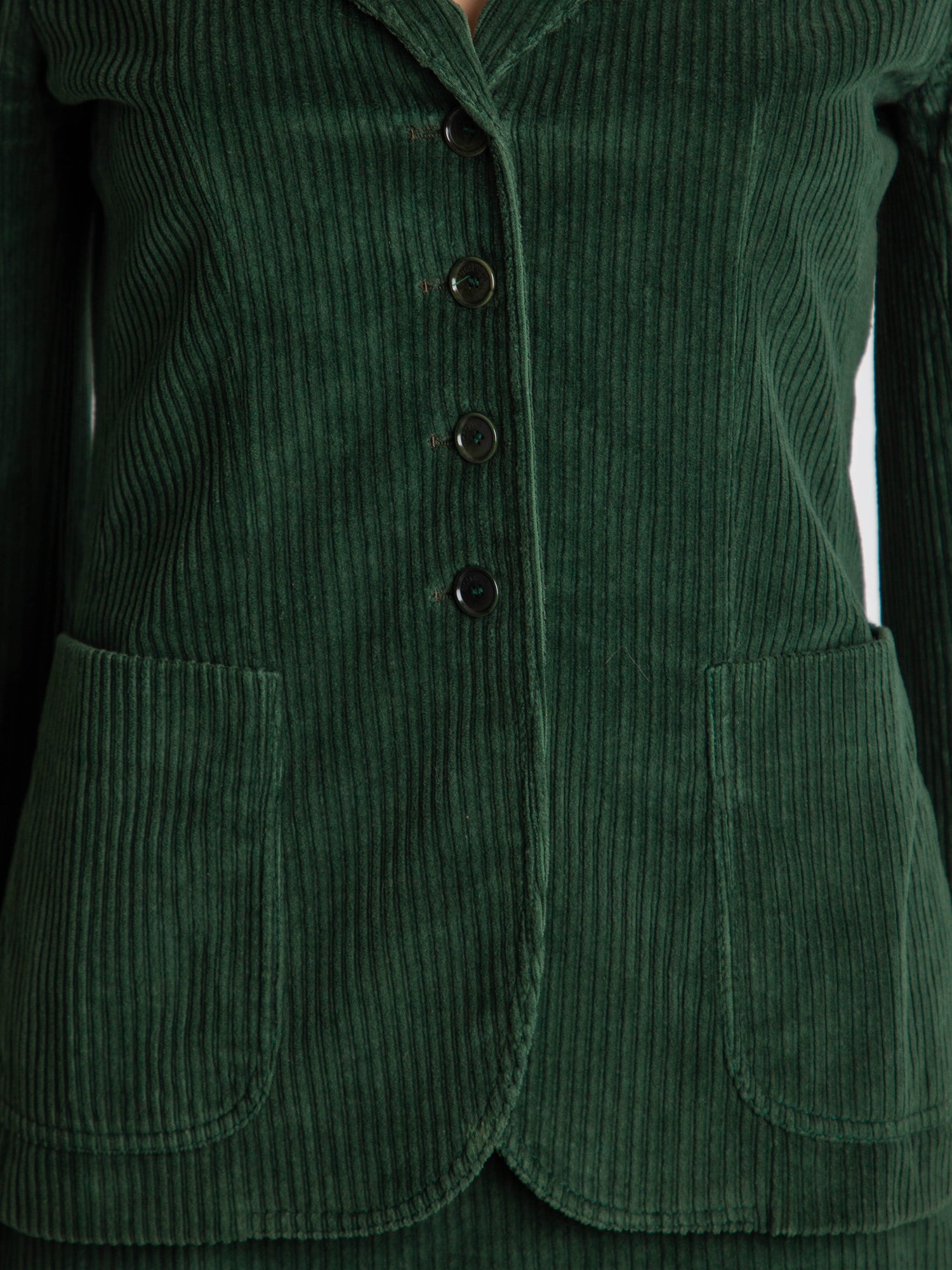 Good Moschino Green Cotton Corduroy Blazer Skirt Suit Size M