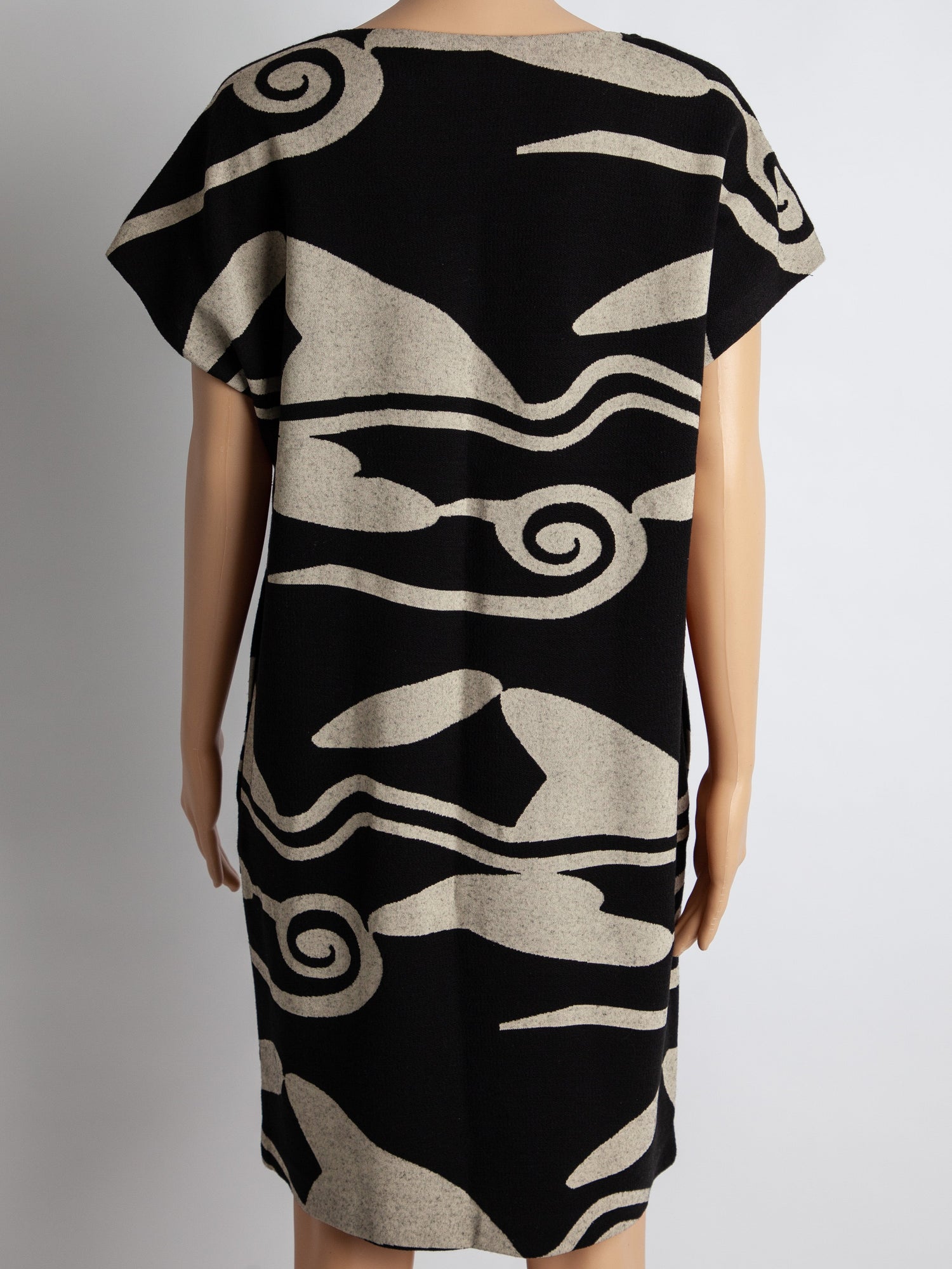 Diane von Furstenberg Black Dress Abstract Beige Pattern Size S