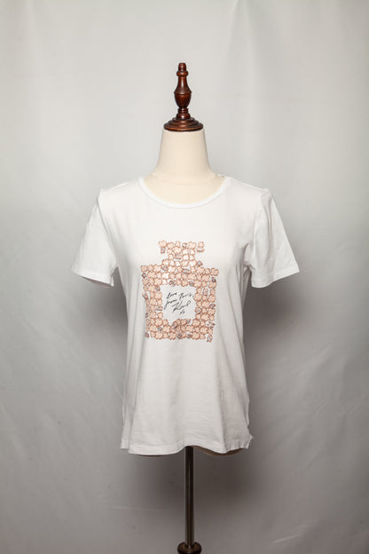 Good Karl Lagerfeld White Cotton T-Shirt Size XS with Floral Design