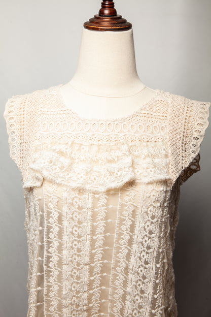Good TWINSET White Sleeveless Lace Top Size XXS Women&