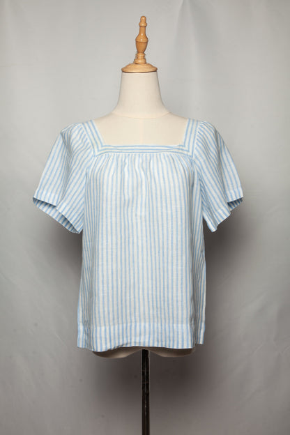Good Saks Fifth Avenue Blue Striped Blouse Size S Women