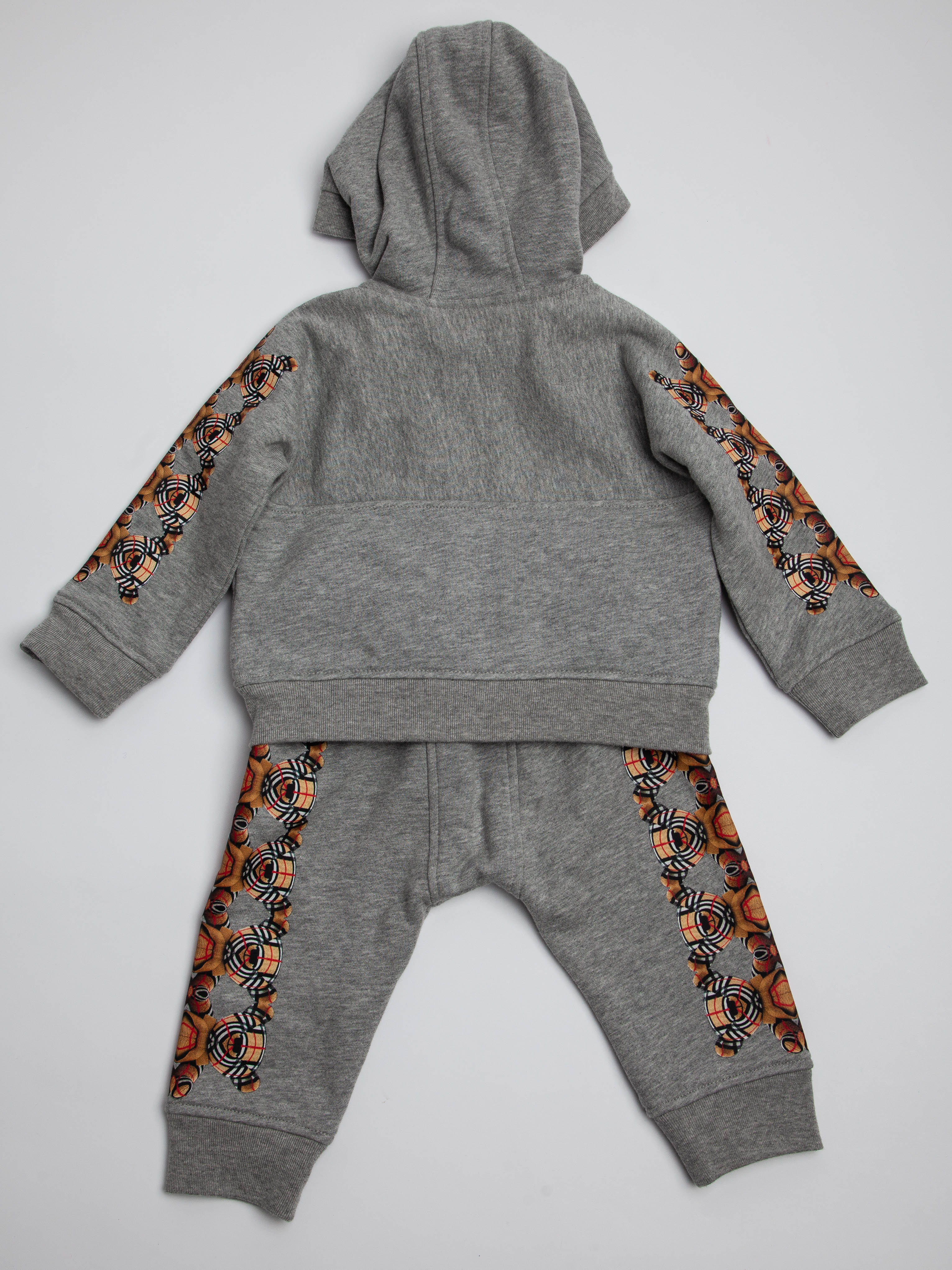 Excellent Burberry Gray Hoodie Pants Set for Kids Size 1 Cotton