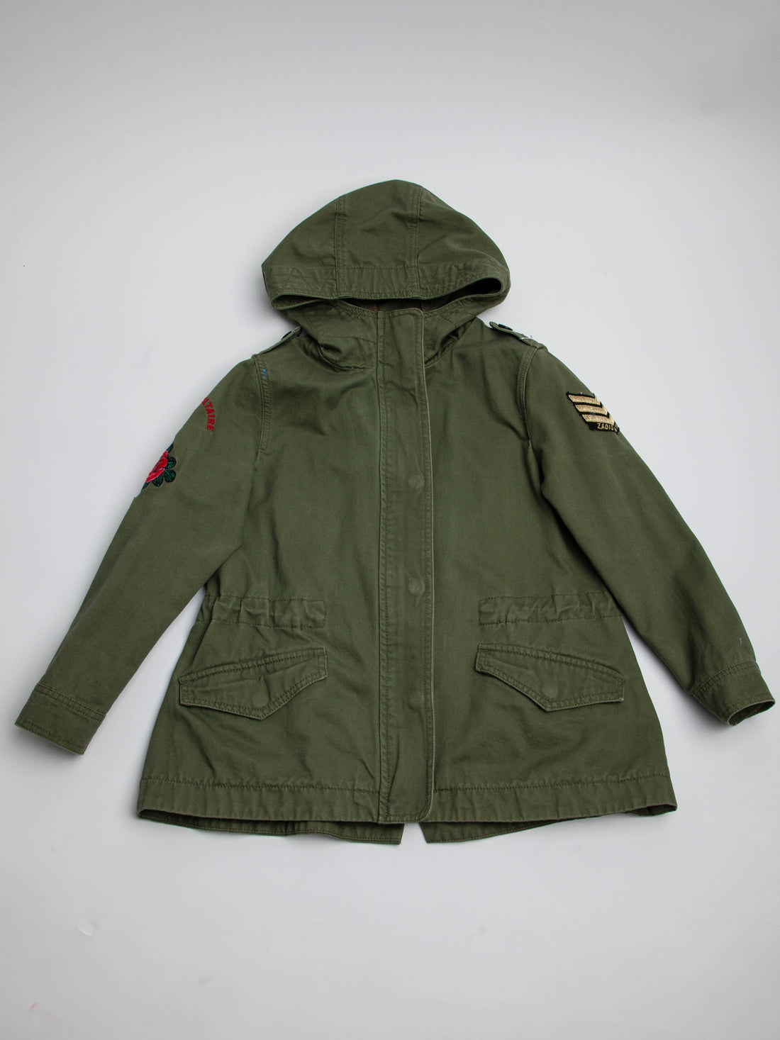 NEW Zadig&Voltaire Olive Green Military Jacket Size 7 for Kids