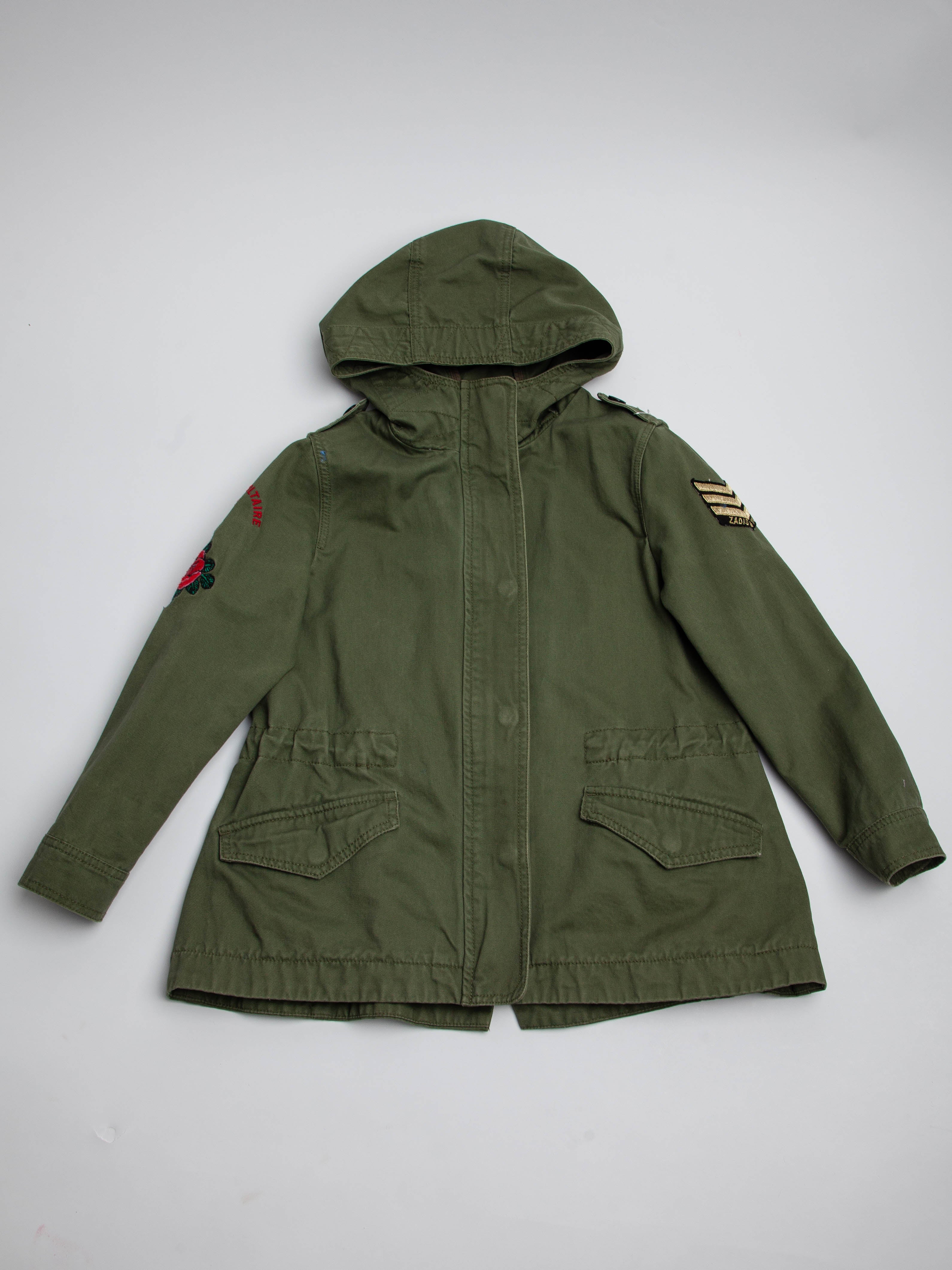 NEW Zadig&amp;Voltaire Olive Green Military Jacket Size 7 for Kids