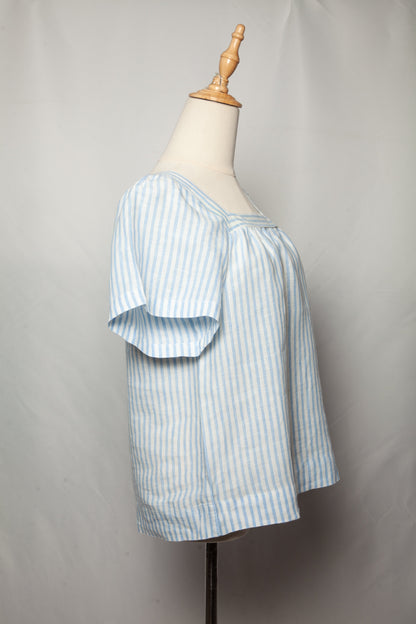 Good Saks Fifth Avenue Blue Striped Blouse Size S Women
