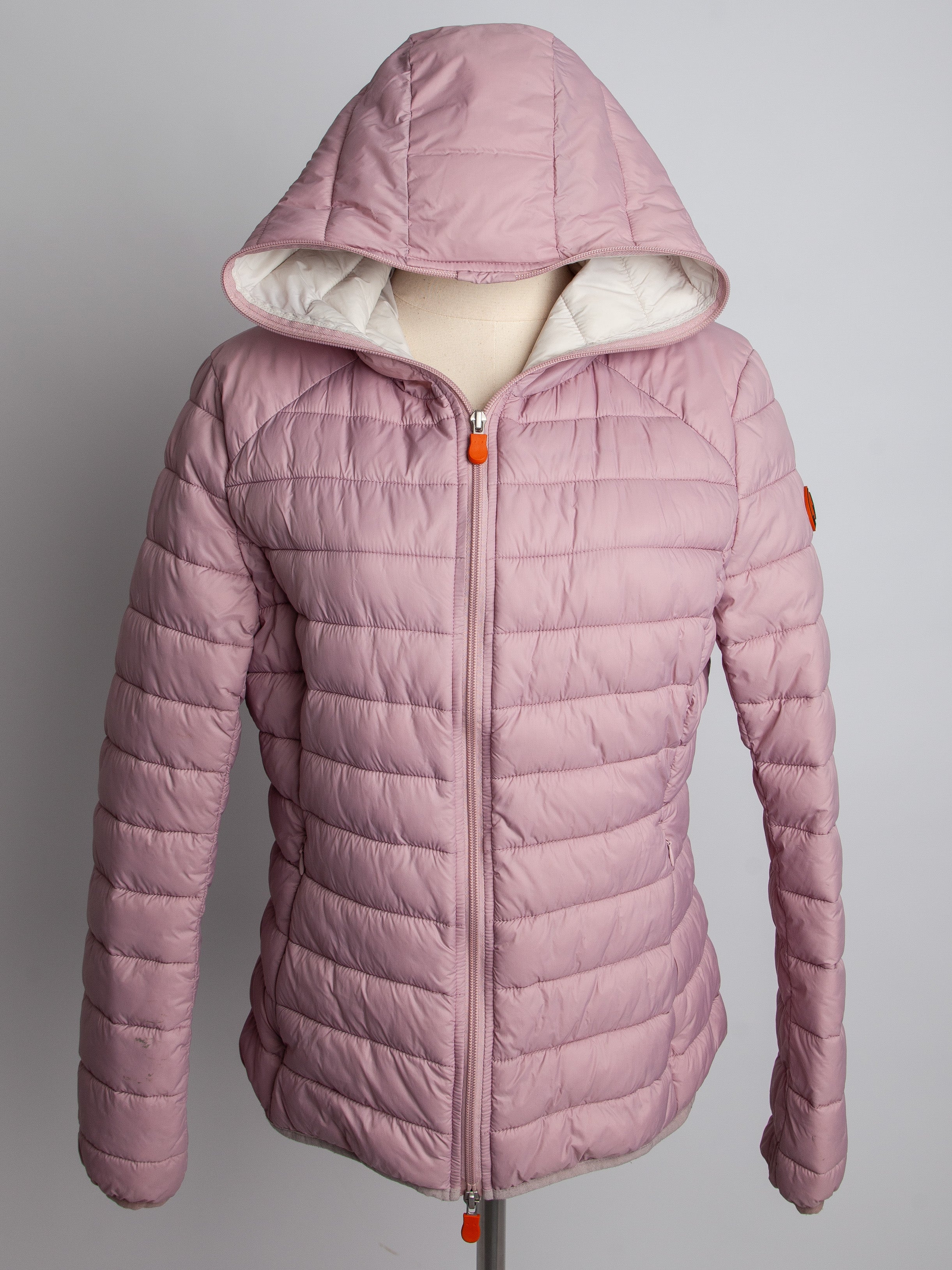 Good Save The Duck Pink Quilted Jacket Hooded Size XXS