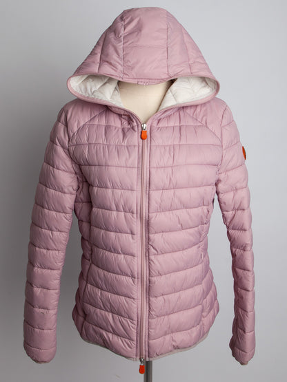 Good Save The Duck Pink Quilted Jacket Hooded Size XXS