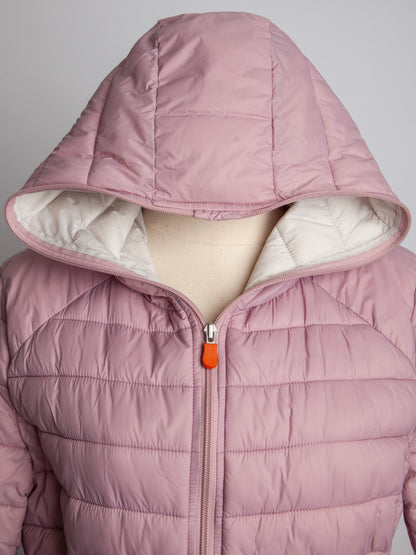 Good Save The Duck Pink Quilted Jacket Hooded Size XXS