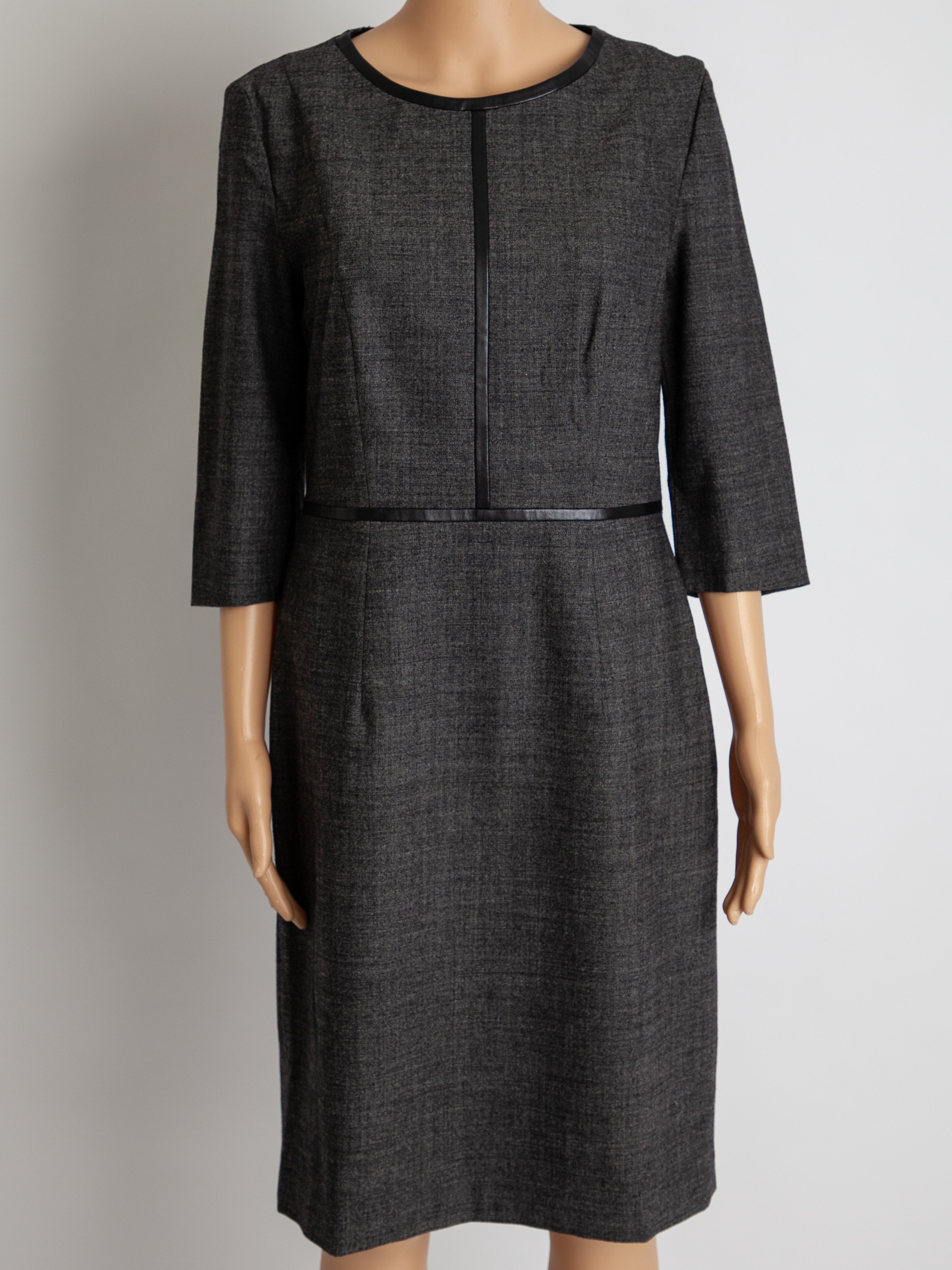 Good Hugo Boss Gray Cotton Dress Size M with Three-Quarter Sleeves