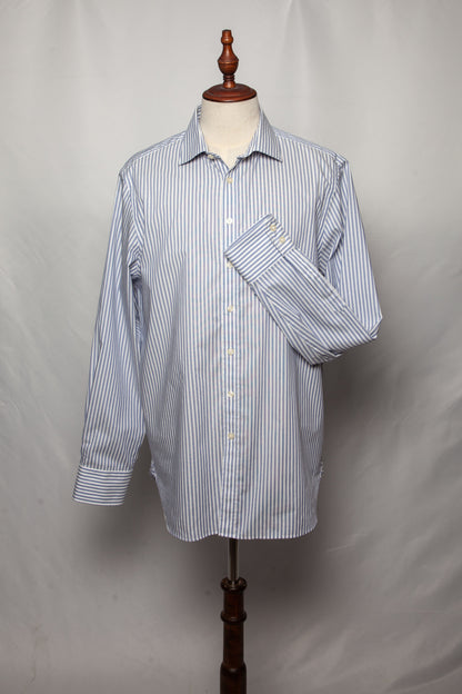 Chester Blue Striped Dress Shirt XL Cotton Natural Men