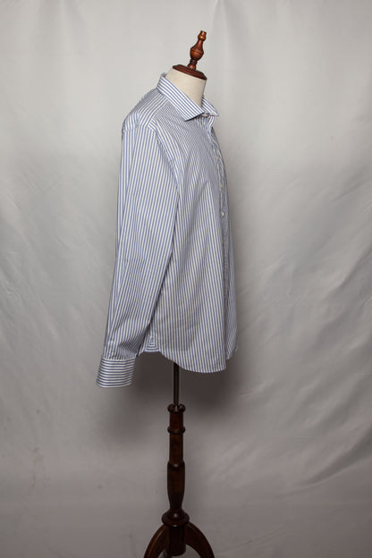 Chester Blue Striped Dress Shirt XL Cotton Natural Men