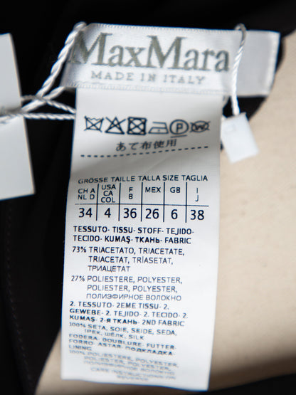 NEW Max Mara Black Viscose Dress XXS with Asymmetric Design