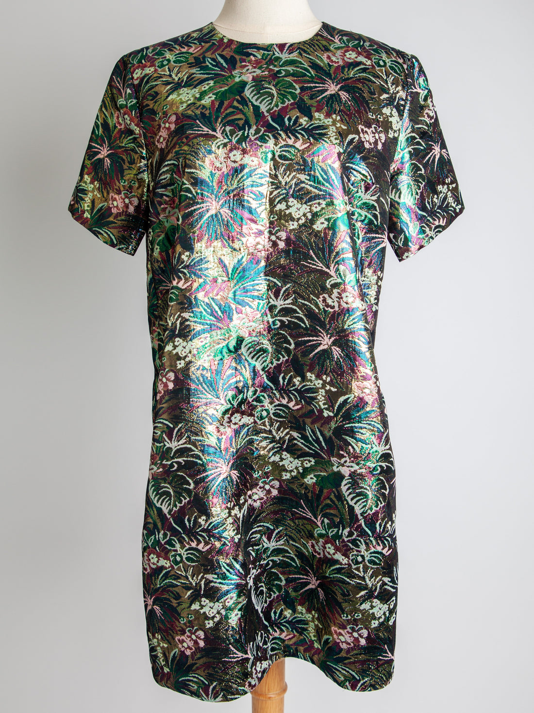 Good MSGM Green Floral Short-Sleeved Dress Size M Polyester