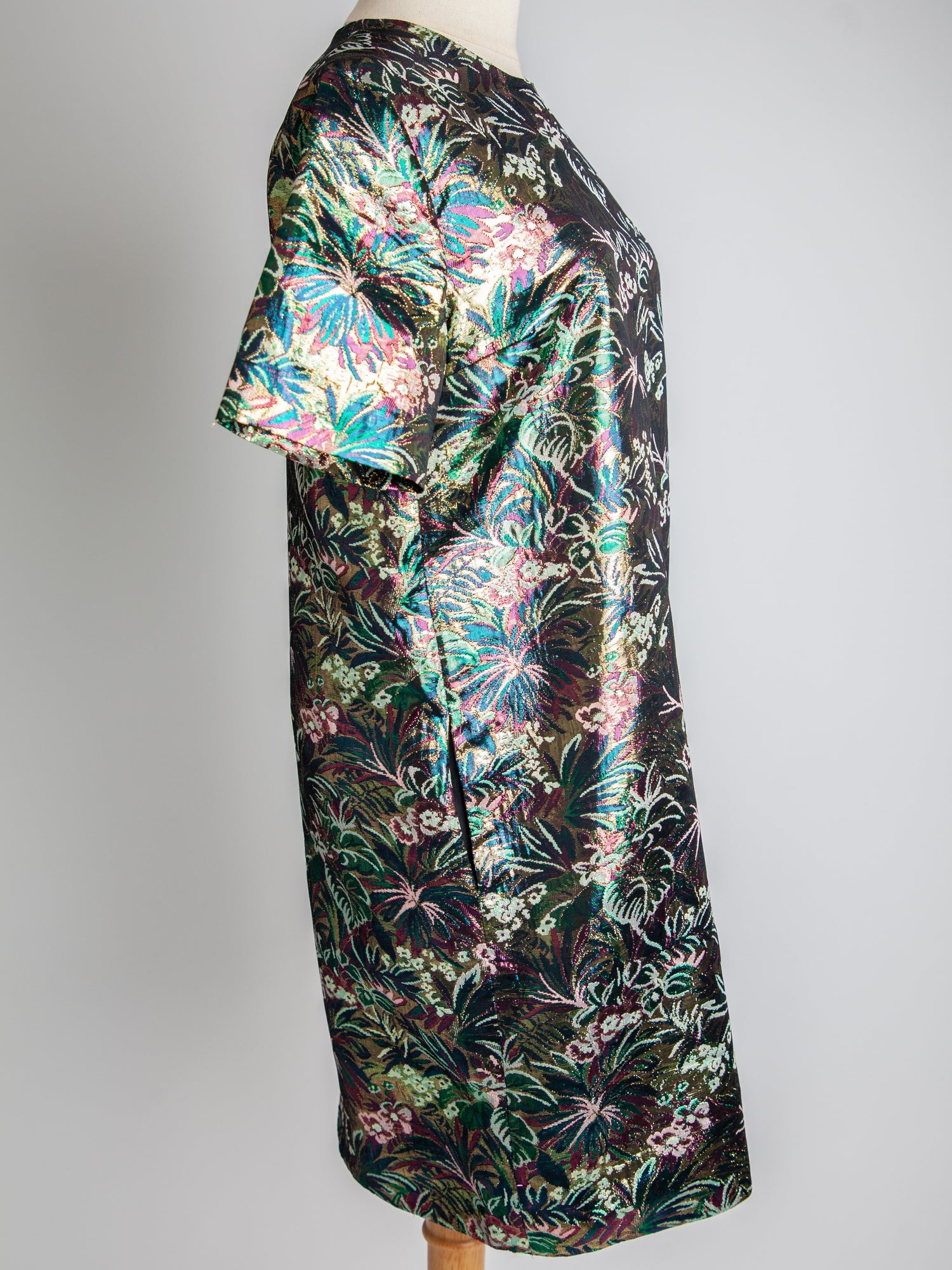 Good MSGM Green Floral Short-Sleeved Dress Size M Polyester