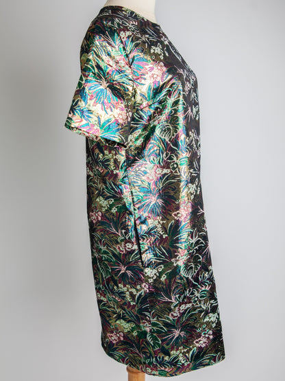 Good MSGM Green Floral Short-Sleeved Dress Size M Polyester