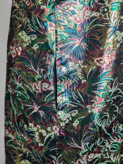 Good MSGM Green Floral Short-Sleeved Dress Size M Polyester