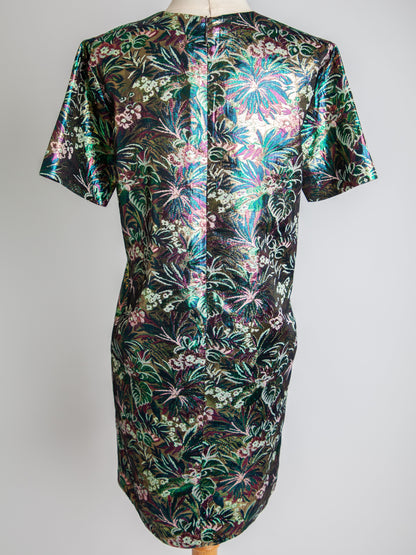 Good MSGM Green Floral Short-Sleeved Dress Size M Polyester