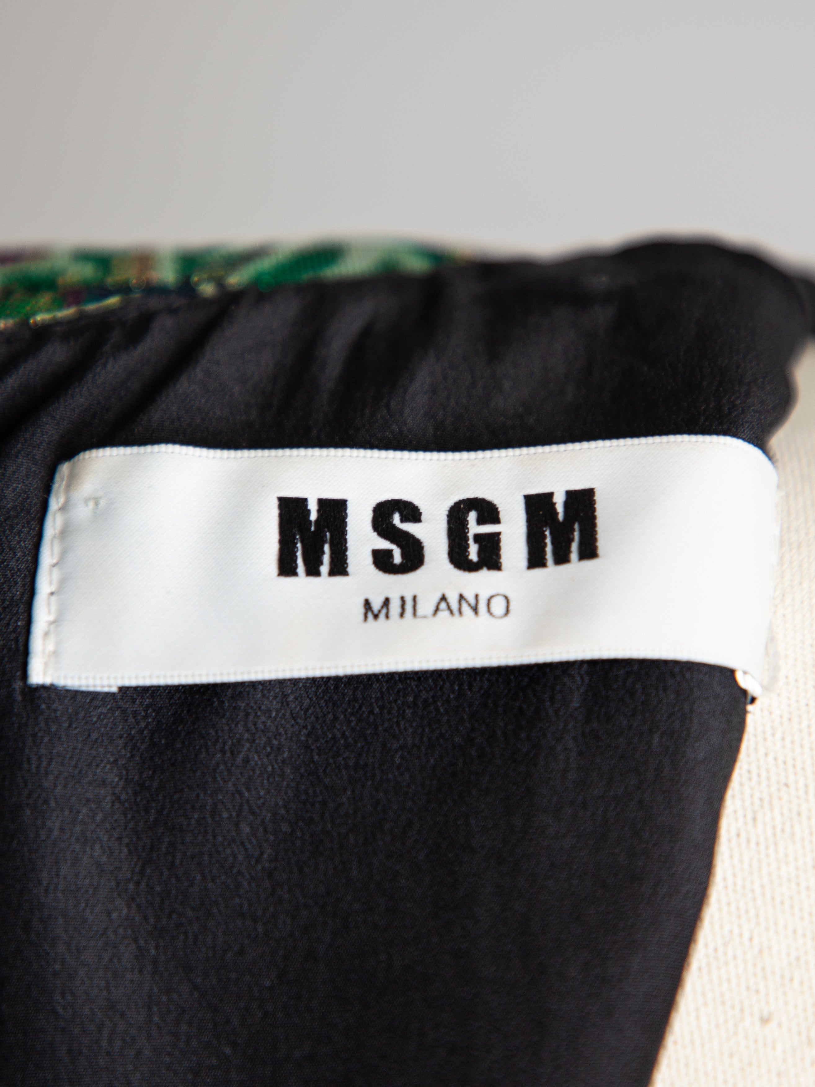 Good MSGM Green Floral Short-Sleeved Dress Size M Polyester