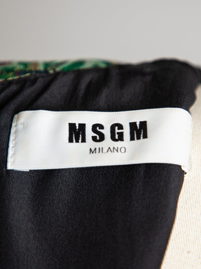 Good MSGM Green Floral Short-Sleeved Dress Size M Polyester