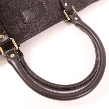 Gucci Cowhide Leather Tote Bag Brown Drak Brown Calfskin (cowhide) 201482