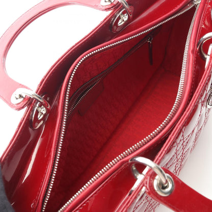 Christian Dior Christian Dior Large Cannage Handbag Red Patent Leather