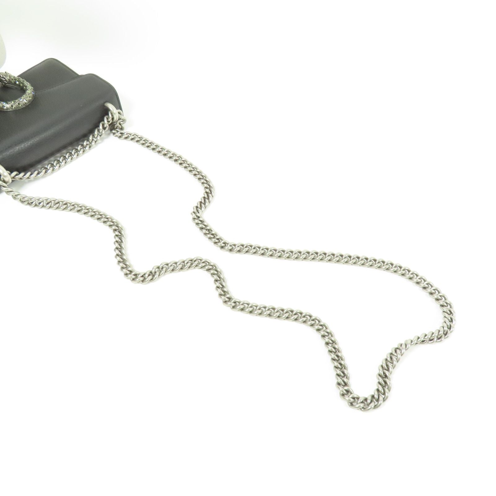 Gucci Cowhide Leather Dionysus Silver Shoulder Bag Black Calfskin (cowhide) 421970 Caogn 8176