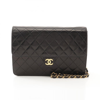 Chanel Matelasse Single Flap Chain Shoulder Bag Lambskin Black Ghw