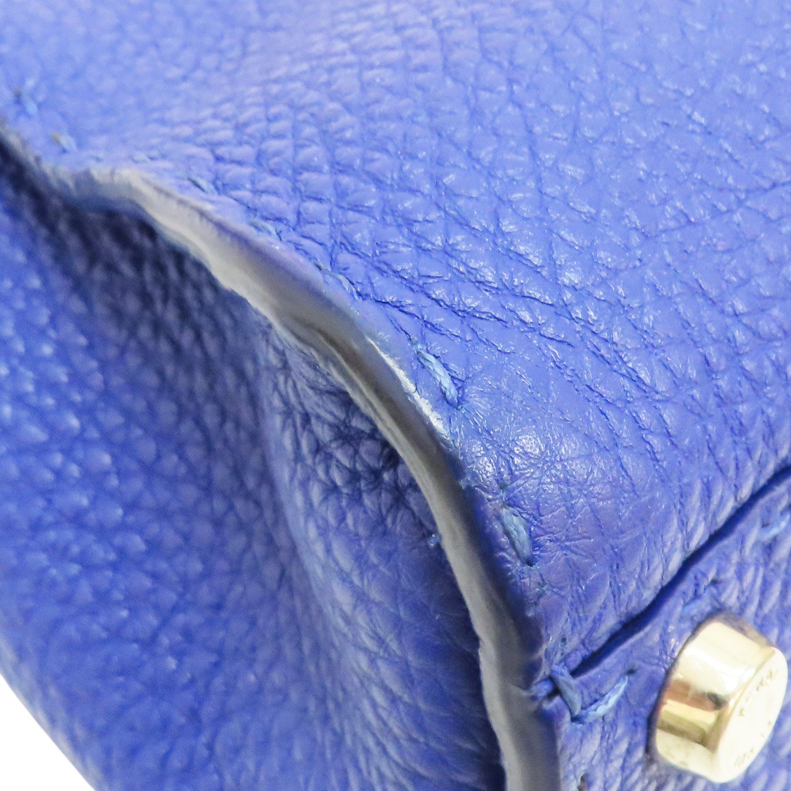 Fendi Peekaboo Selleria Leather Blue Shoulder Handbag 8bn 226