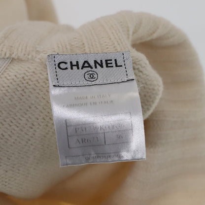 Chanel Turtleneck Wool Beige Cc Auth