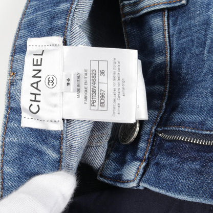 Chanel Blue Coco Mark Denim Pants Cotton P 61138v 46823