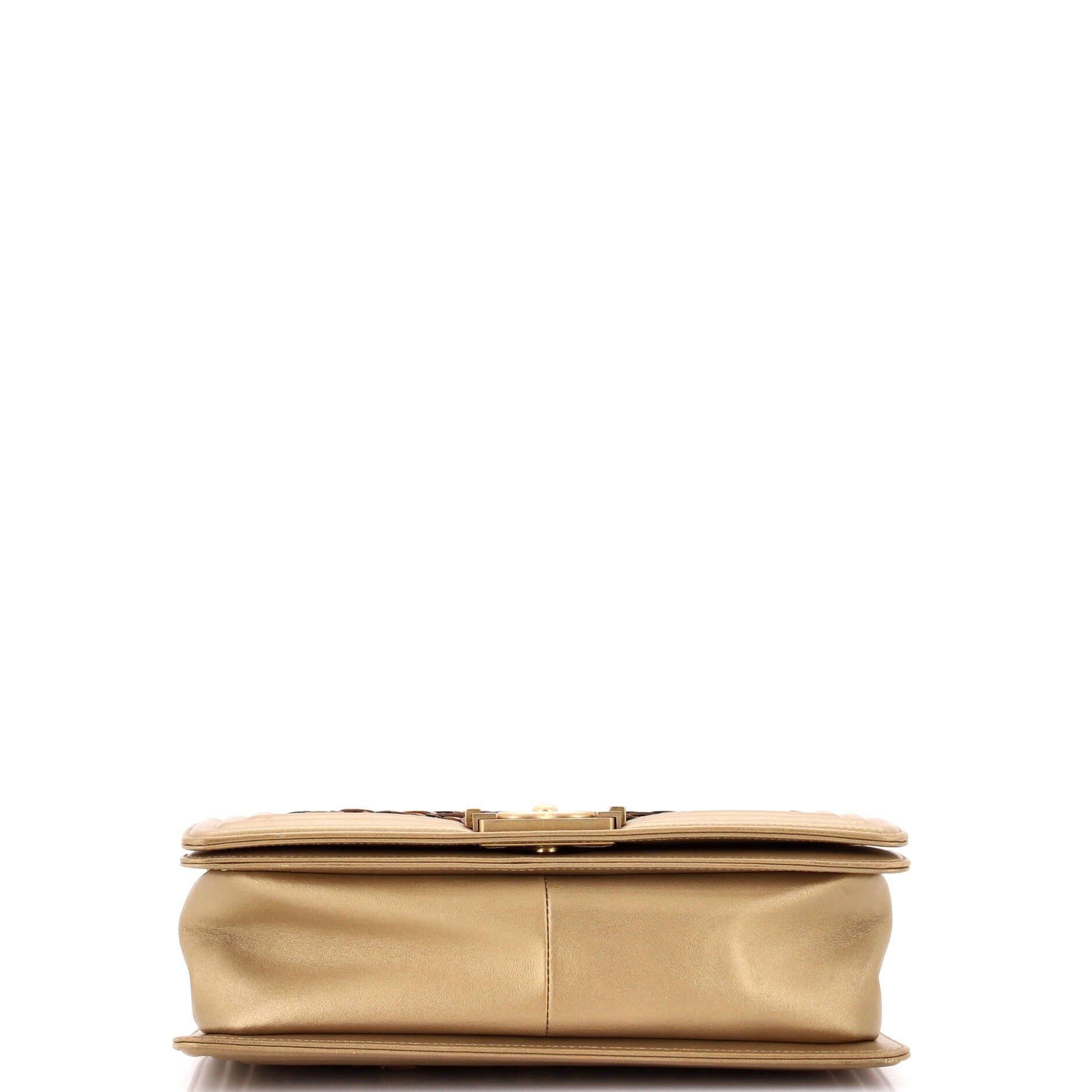 Chanel Boy Flap Bag Braided Metallic Lambskin Old Medium