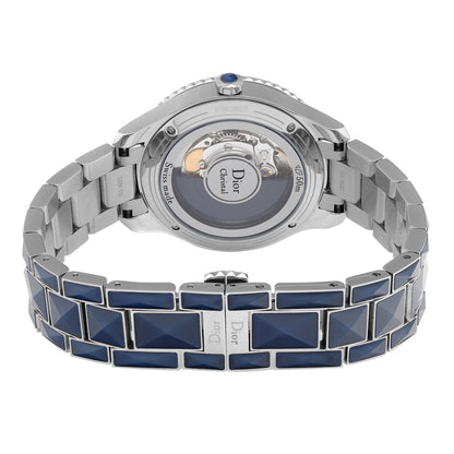 Christian Dior Christal Steel Blue MOP Diamond Dial Automatic Watch CD144517M001