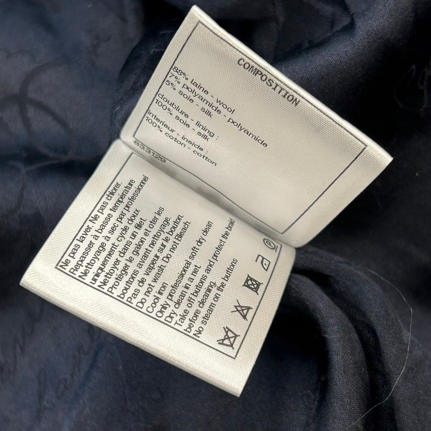 Chanel Navy Tweed No Collar Jacket 34 P 59643v 37141