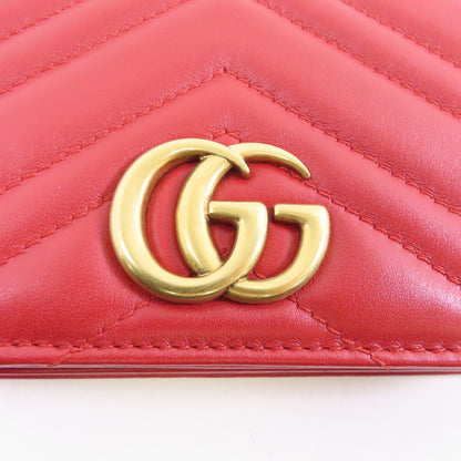 Gucci Cowhide Leather Gg Marmont Gold Bag Crimson Shoulder Bag Red Calfskin (cowhide) 488426