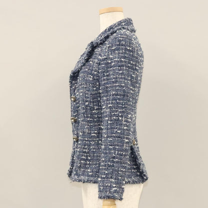Chanel Jacket 34 Jacket Tweed 34 Blue Cc Auth