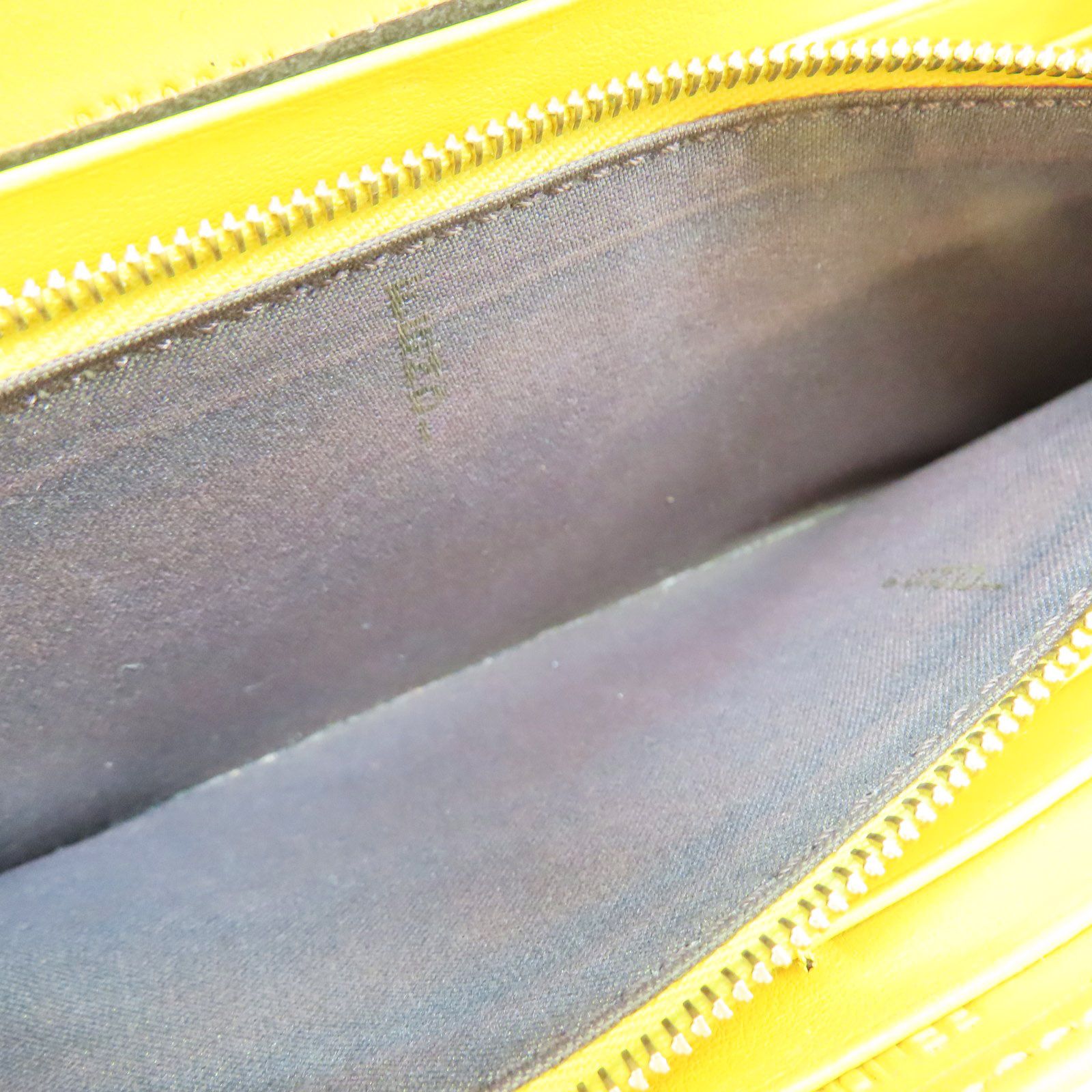 Fendi Logo Long Wallet Calfskin Yellow