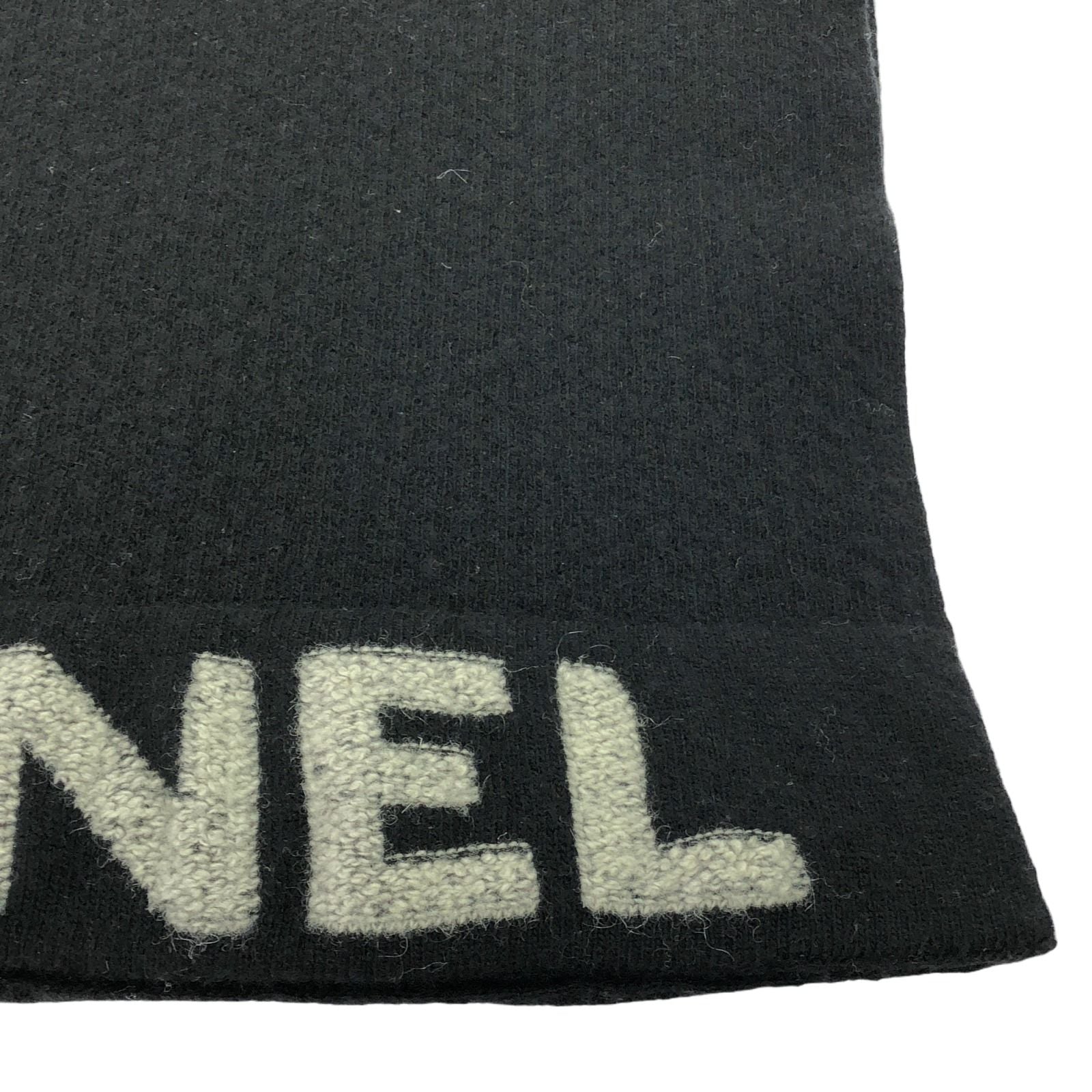 Chanel Black Logo Scarf Scarf Wool
