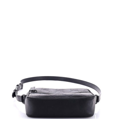 Gucci Front Zip Crossbody Gg Rubber Effect Leather Mini