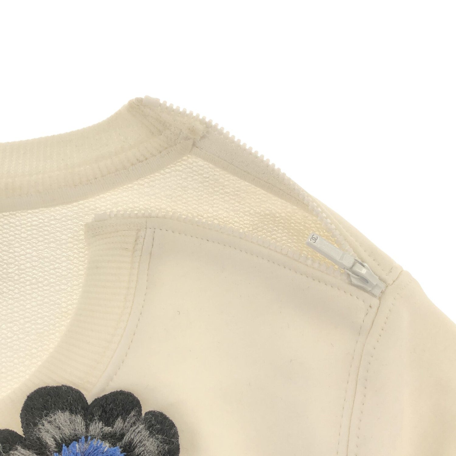 Chanel Crew Neck Sweatshirt White Cotton 34
