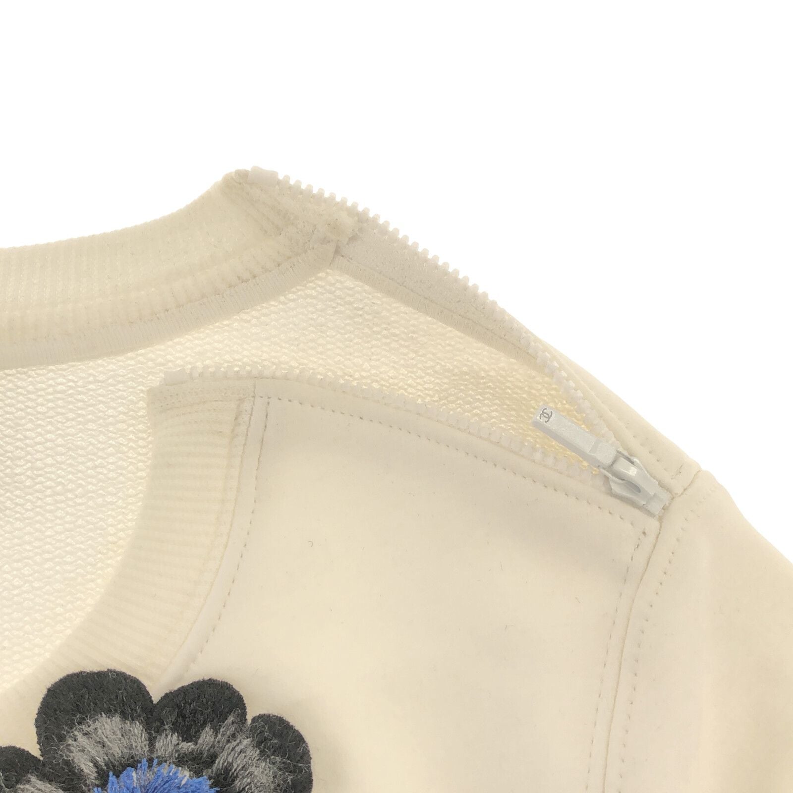 Chanel Crew Neck Sweatshirt White Cotton 34
