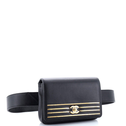 Chanel Captain Gold Waist Bag Embroidered Caviar Medium