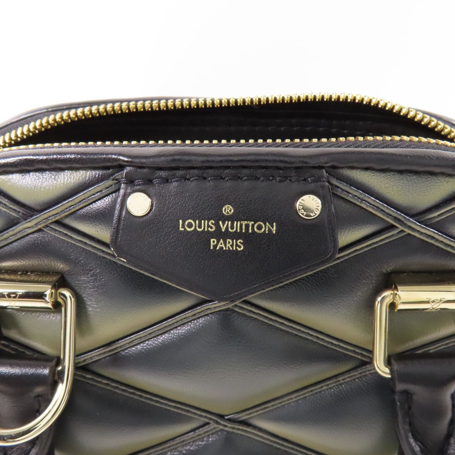 Louis Vuitton Cowhide Leather Alma Bb Handmade Bag Gray Black Handbag M 23576