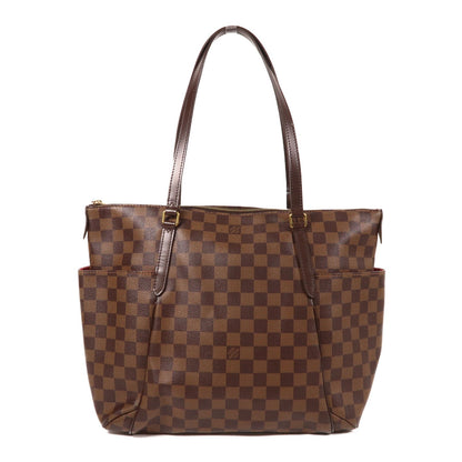 Louis Vuitton Damier Ebene Totally Mm Gold Shoulder Back Bag Palm Color Brown Shoulder Bag N 41281