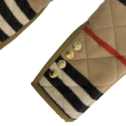Burberry Upton Quilted Icon Striped Wool Jacket Camel