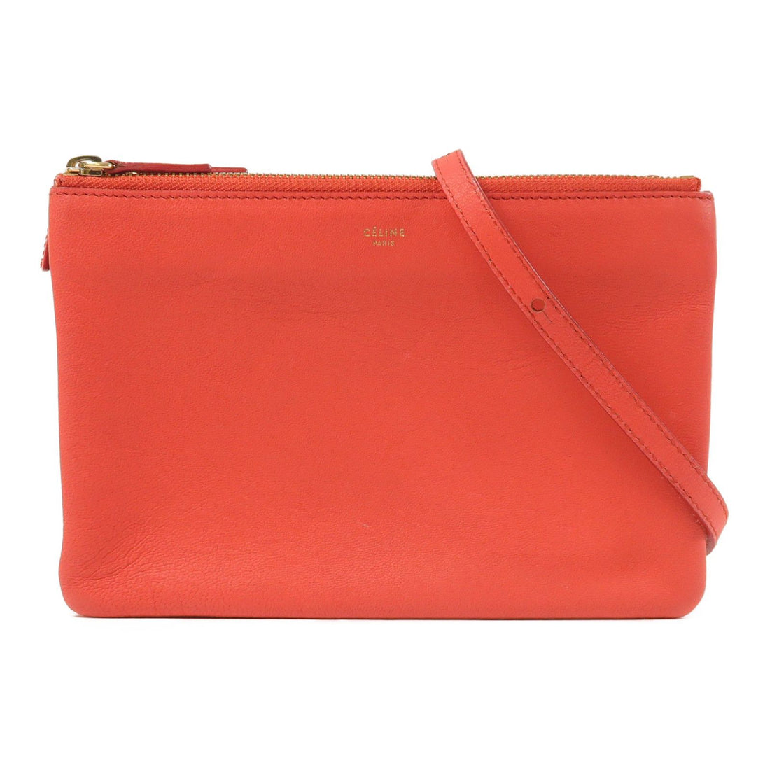 Celine Sheepskin Leather Trio Shoulder Bag Red Lambskin (sheep Leather)