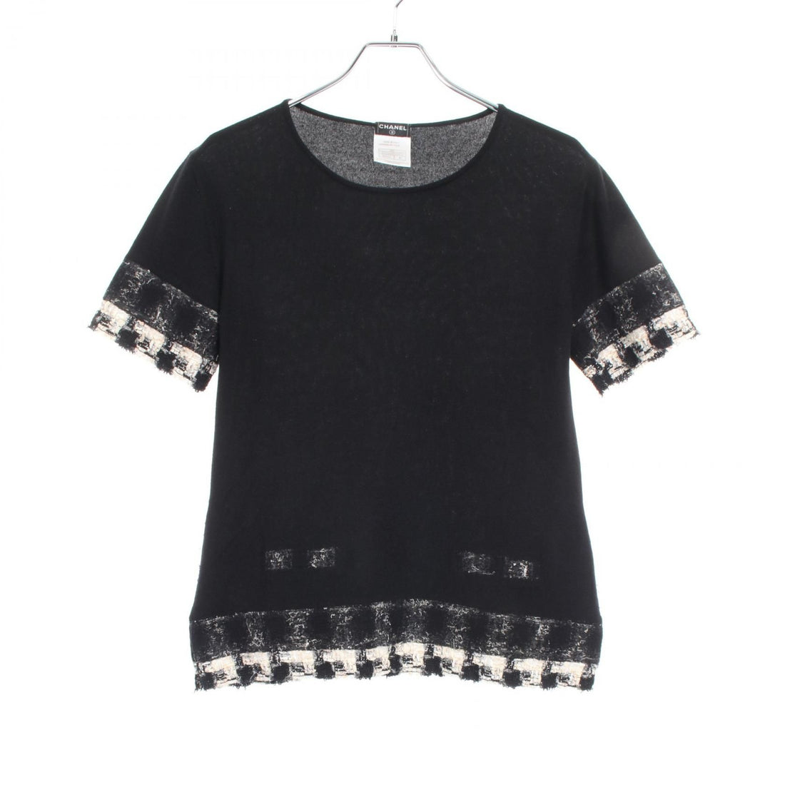 Chanel Black White Beige Tweed Knit Cashmere P 25262w 03472