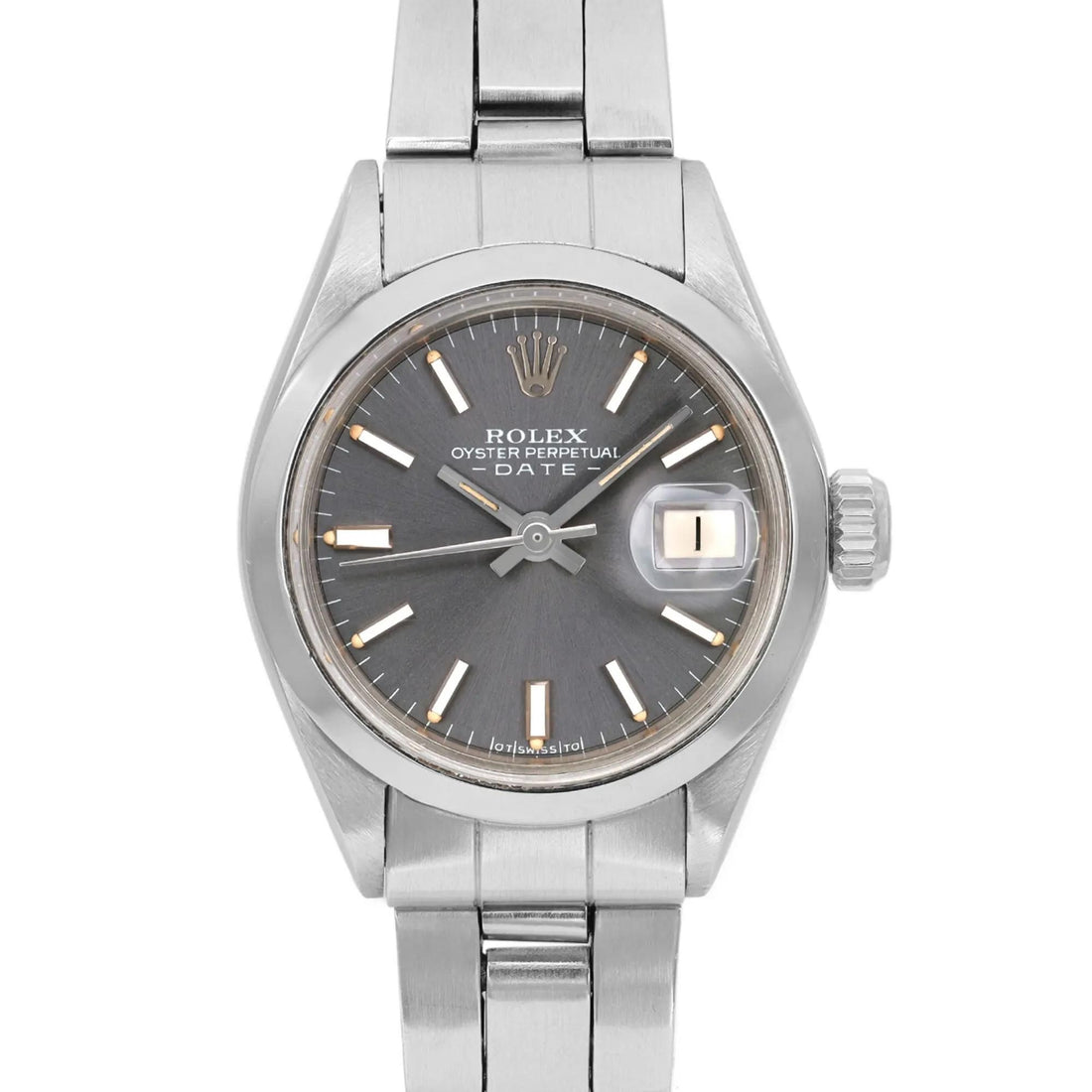 Rolex Perpetual Date 26mm Steel Slate Dial Ladies Automatic Watch 6916