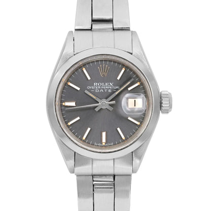 Rolex Perpetual Date 26mm Steel Slate Dial Ladies Automatic Watch 6916