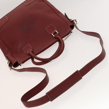 Loewe Anagram Hand Bag Leather 2way Red Silver Auth